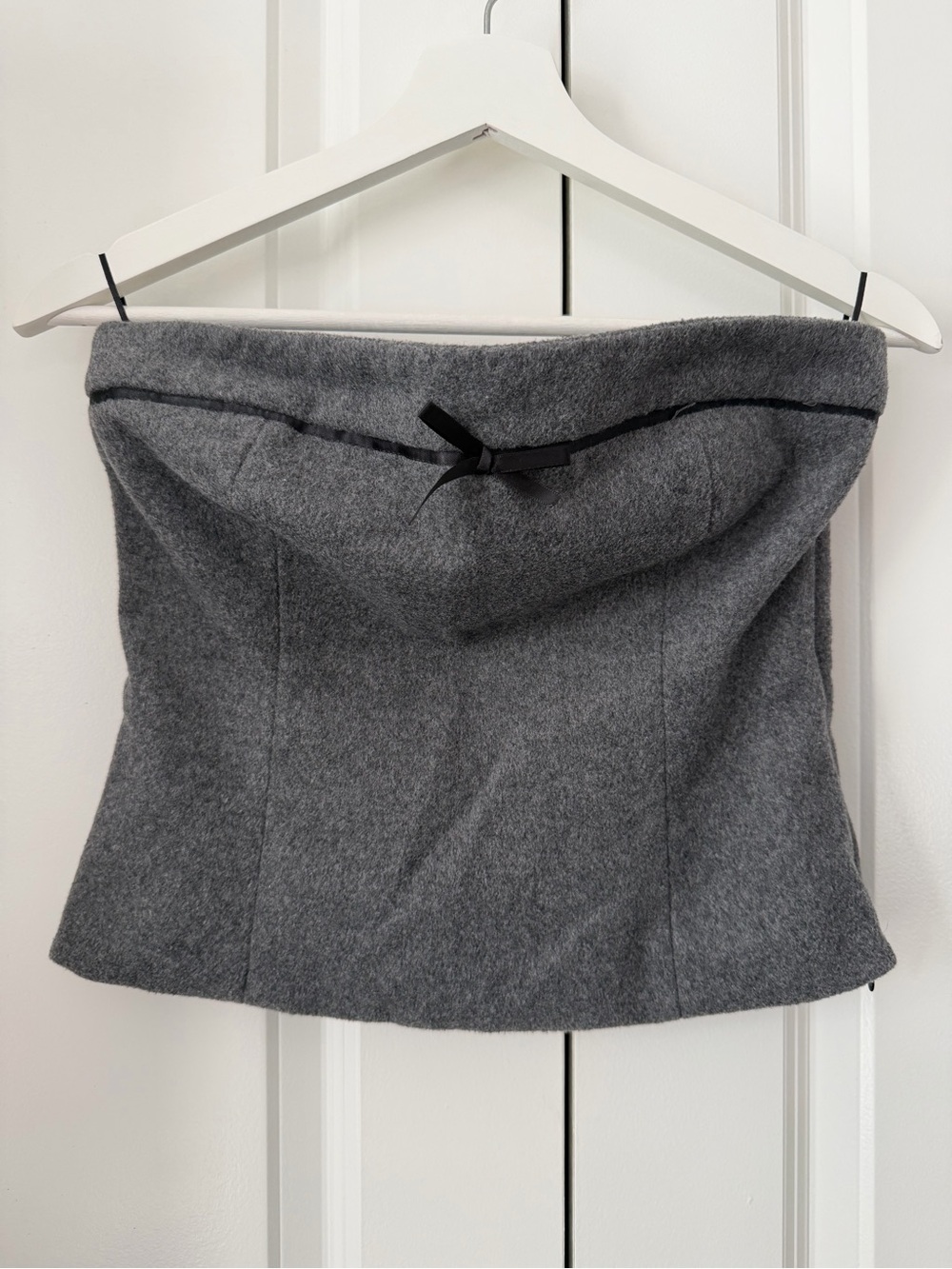 Zara Gray Strapless Tube Top with Black Trim